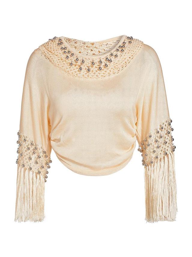 Womens Fringe Hoodie Sweatshirt Product Image