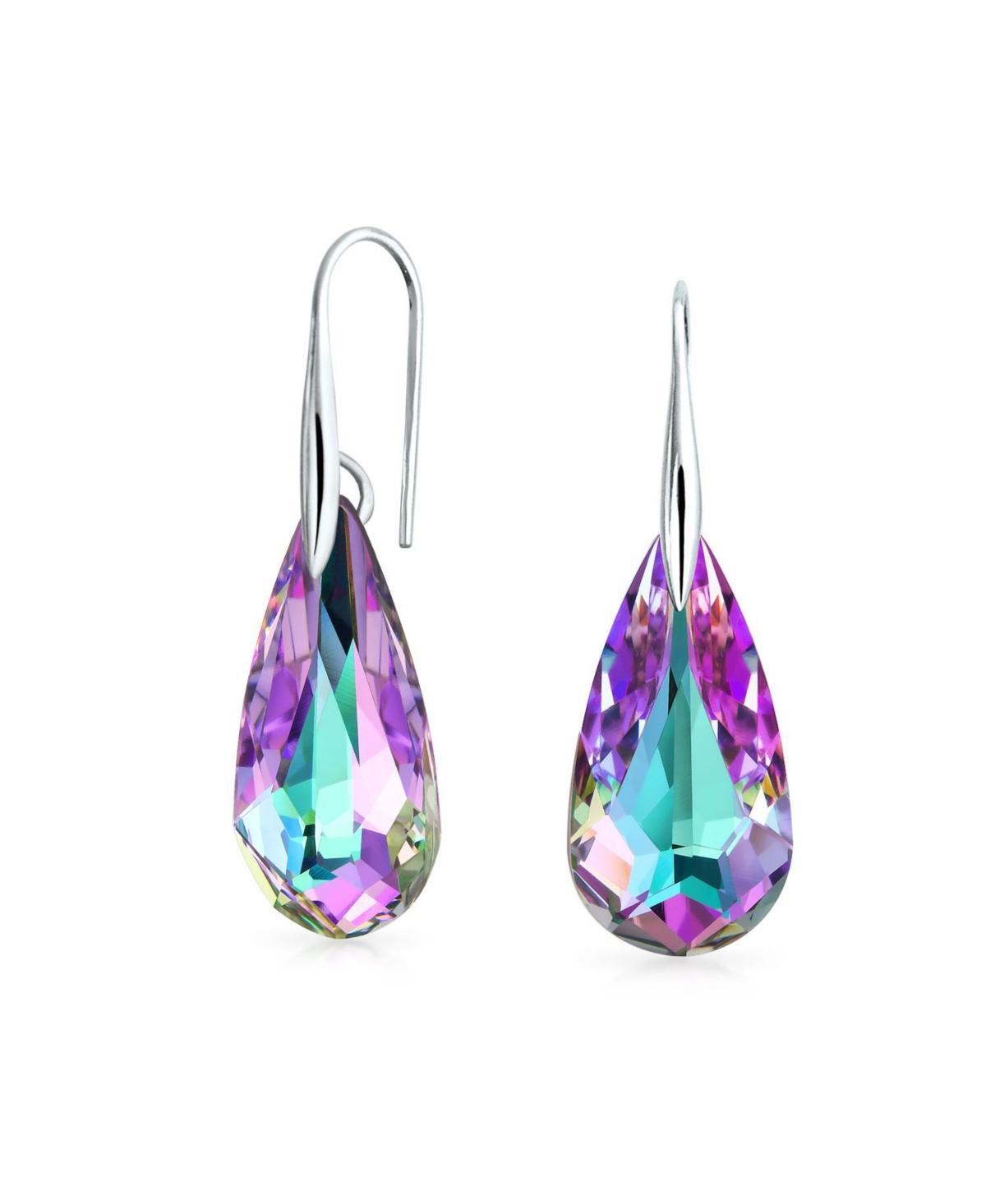 Bling Jewelry Rainbow Iridescent Color Changing Faceted Pink Aurora Borealis Pear-Shaped Genuine Crystal Big Teardrop Earrings For Women Teens .9 Product Image