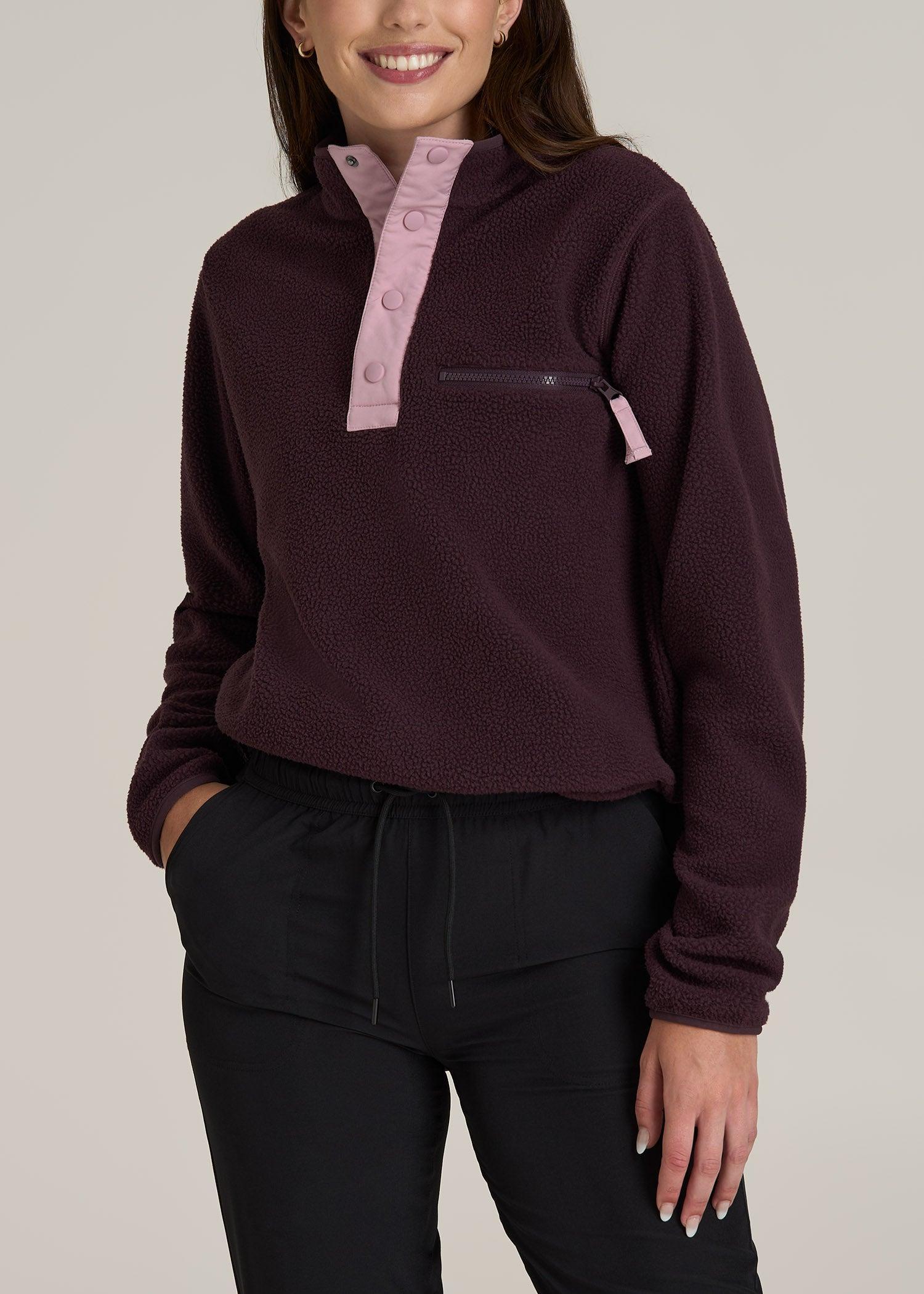 Half Snap Sherpa Sweatshirt for Tall Women in Deep Purple Product Image