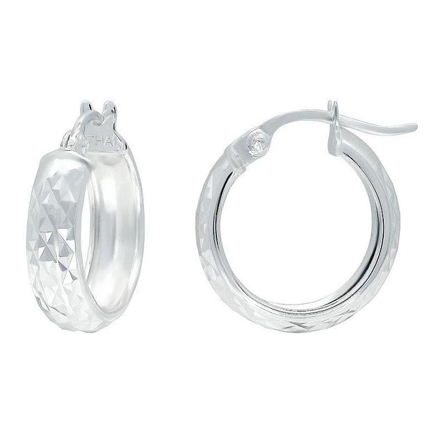 Aleure Precioso Sterling Silver Textured Hoop Earrings, Womens Product Image