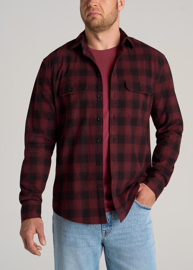 LJ&S Men's Tall Heavy Flannel Shirt in Army Plaid-Black & Sumac Red Product Image