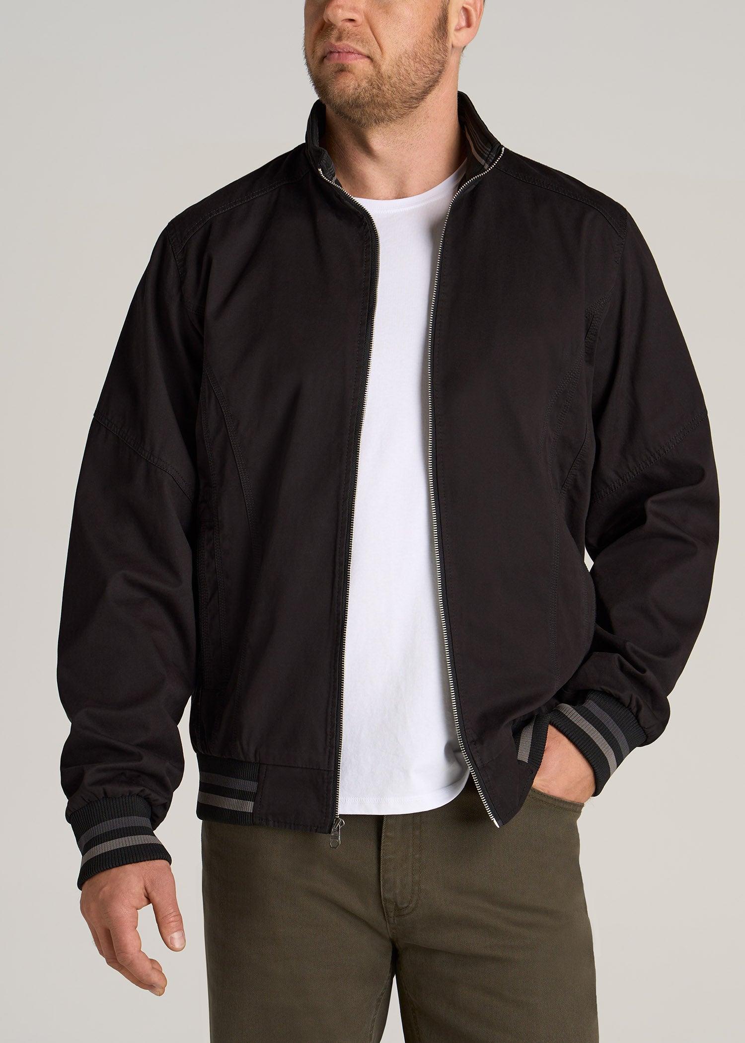 LJ&S Cotton Bomber Jackets for Tall Men in Black Male Product Image