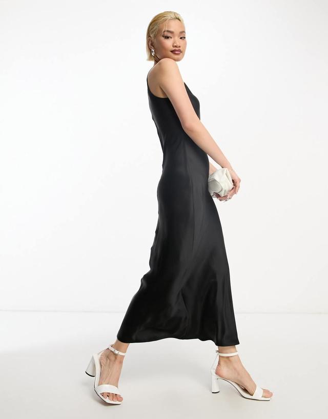 & Other Stories bias cut satin midi dress in black Product Image