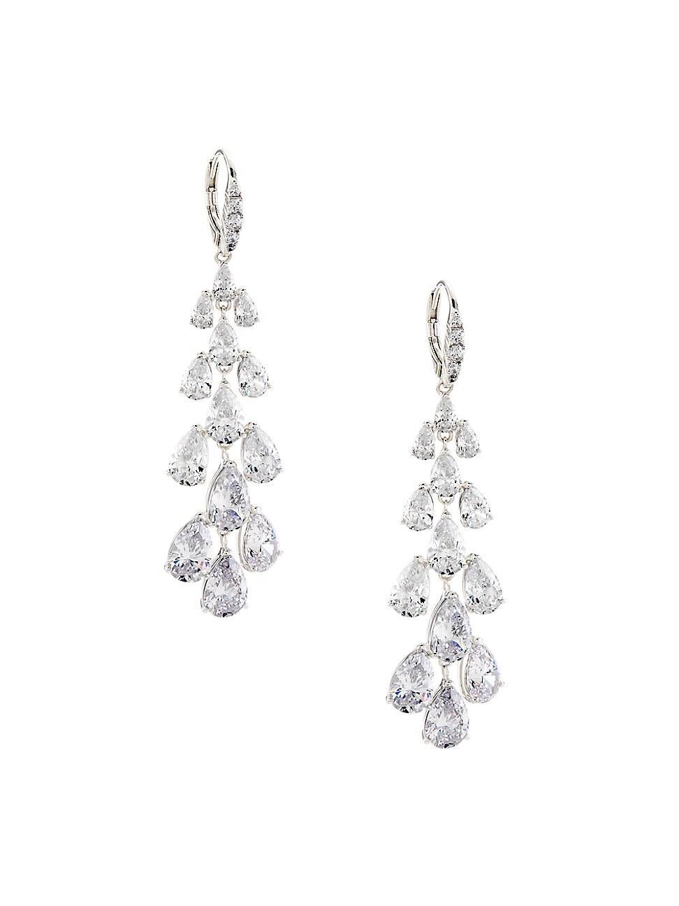 Womens Feliz Sterling Silver & Cubic Zirconia Linear Drop Earrings Product Image