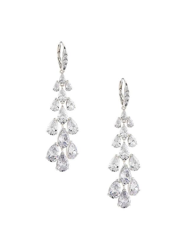 Womens Feliz Sterling Silver & Cubic Zirconia Linear Drop Earrings Product Image