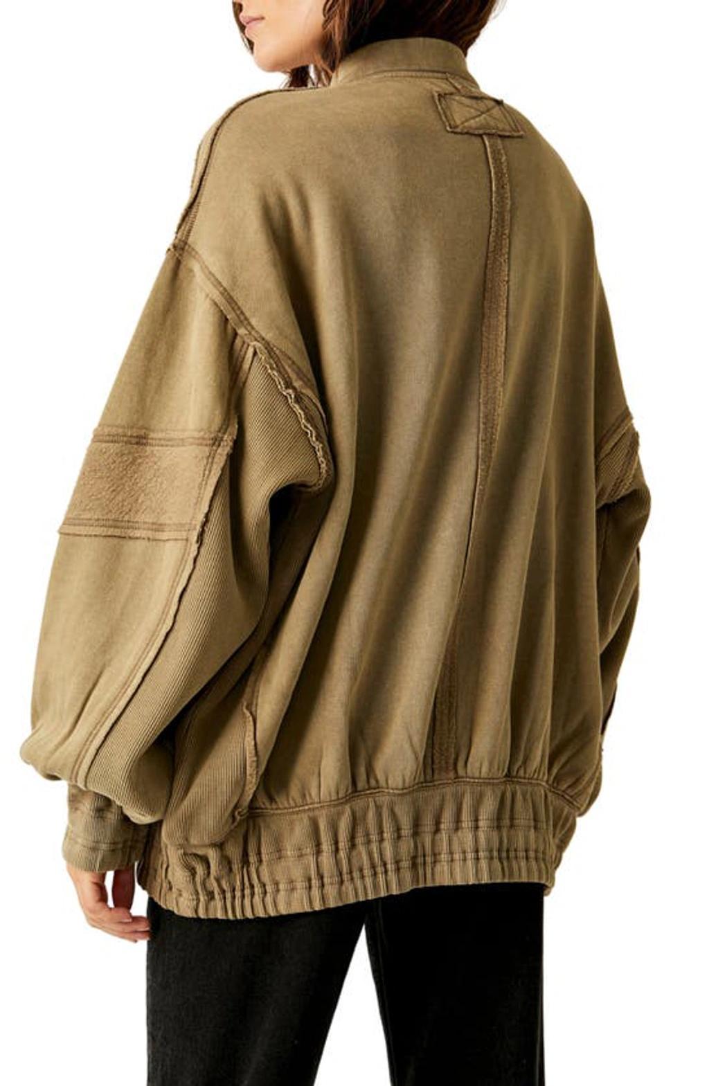 Lou Oversize Fleece Moto Jacket In Green Product Image