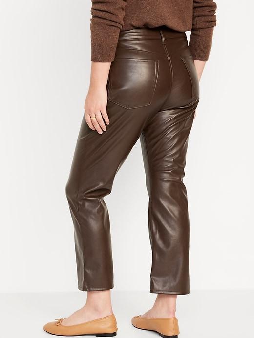 High-Waisted Faux-Leather Boot-Cut Ankle Pants Product Image