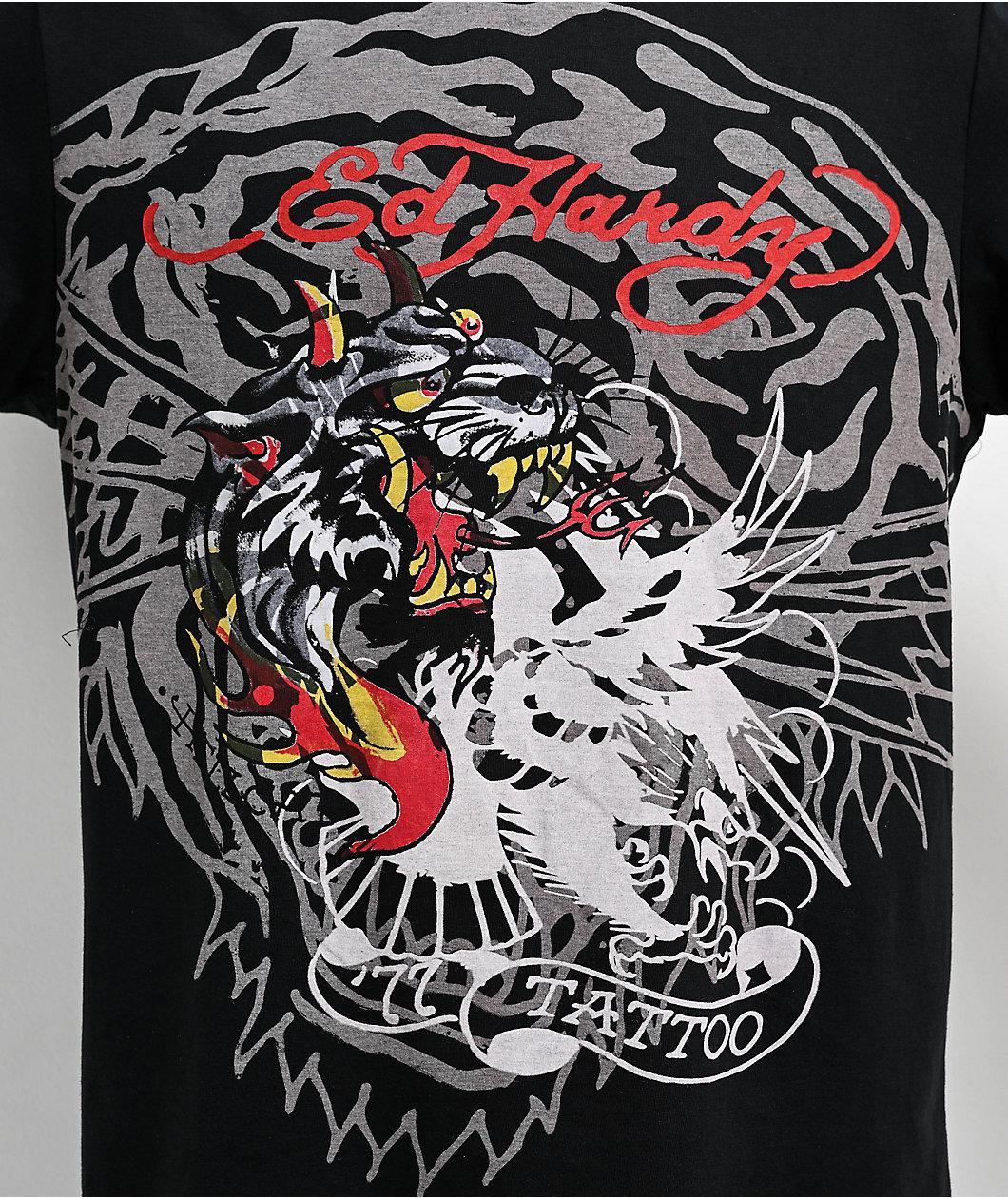 Ed Hardy Fire Panther Black T-Shirt Product Image