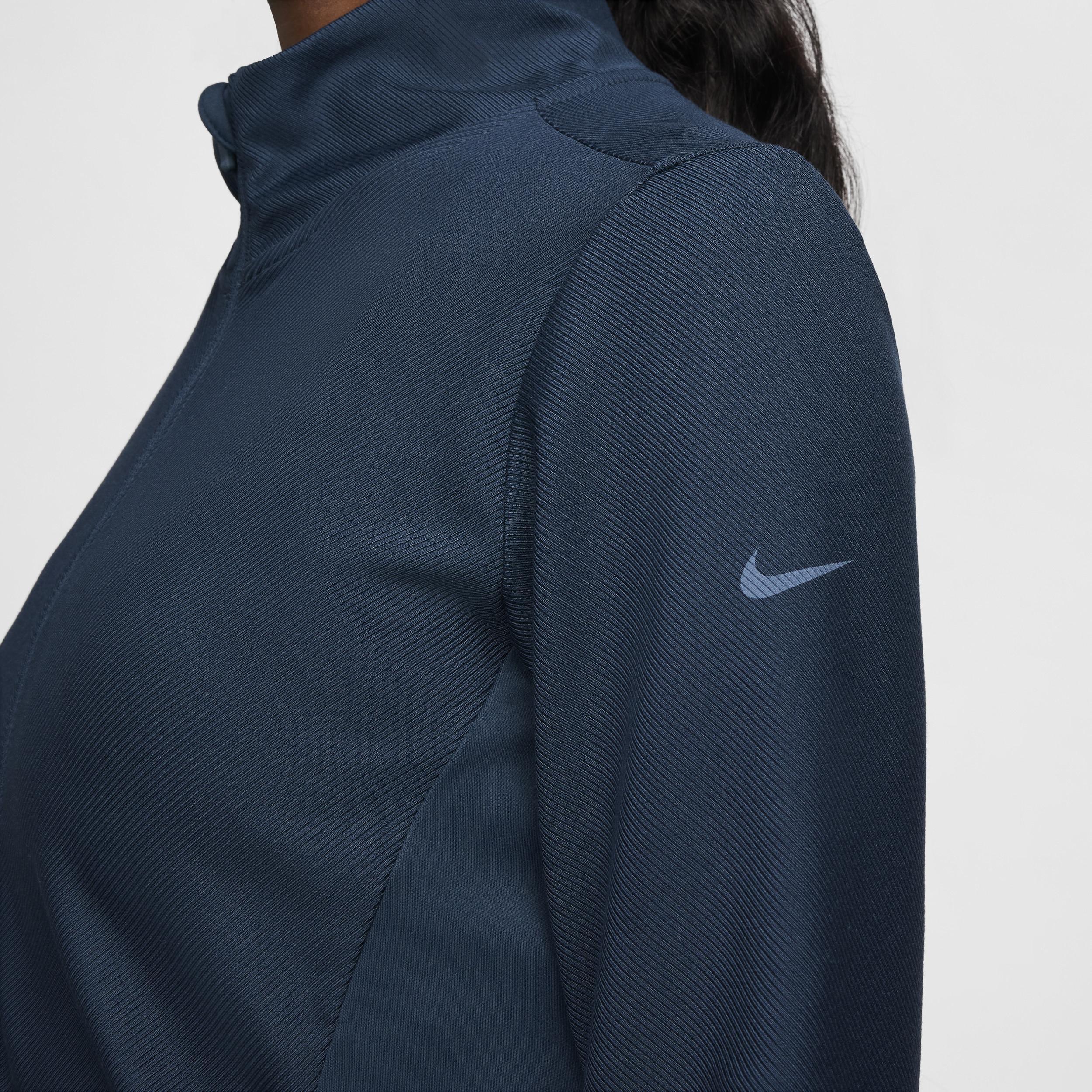 Nike Womens Nike One Rib Full Zip Mid Layer - Womens White/Armory Navy Product Image