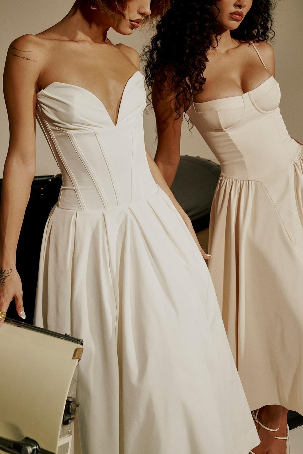 Lady White Strapless Midi Dress Product Image