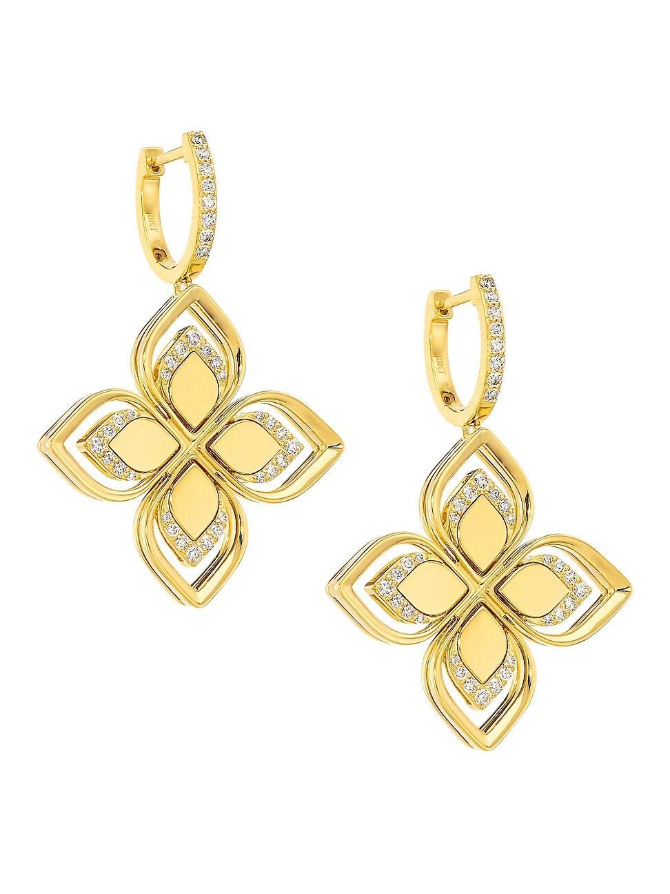 Womens Venetian Princess 18K Yellow Gold & 0.5 TCW Diamond Large Flower Drop Earrings Product Image