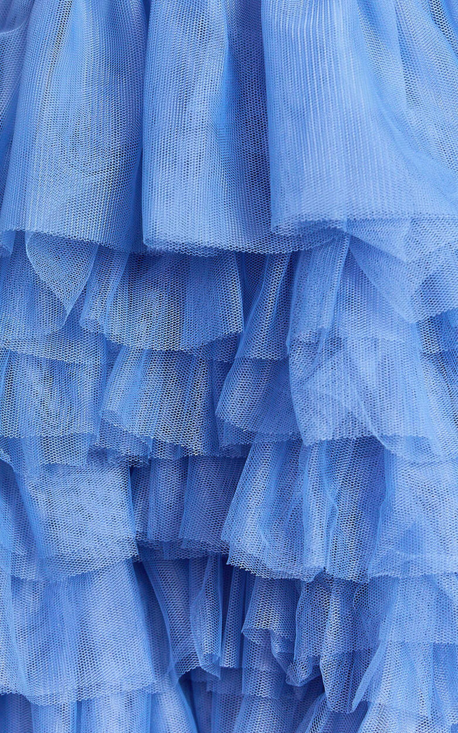 Amalie The Label - Meredith Strapless Tulle Tiered Bustier Mini Dress in Blue Product Image