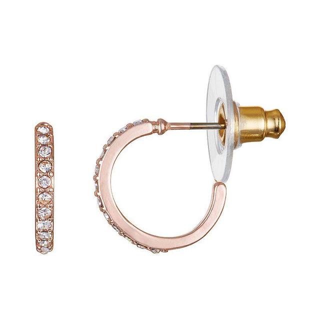 LC Lauren Conrad Small Simulated Crystal C-Hoop Earrings, Womens, Pink Product Image