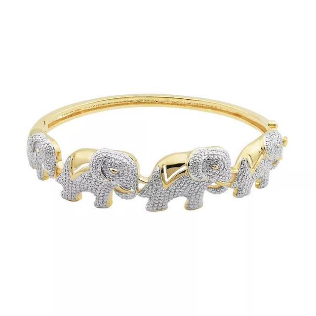 18K Gold Over Bronze Diamond Accent Elephant Bangle, Womens Gold Tone Product Image