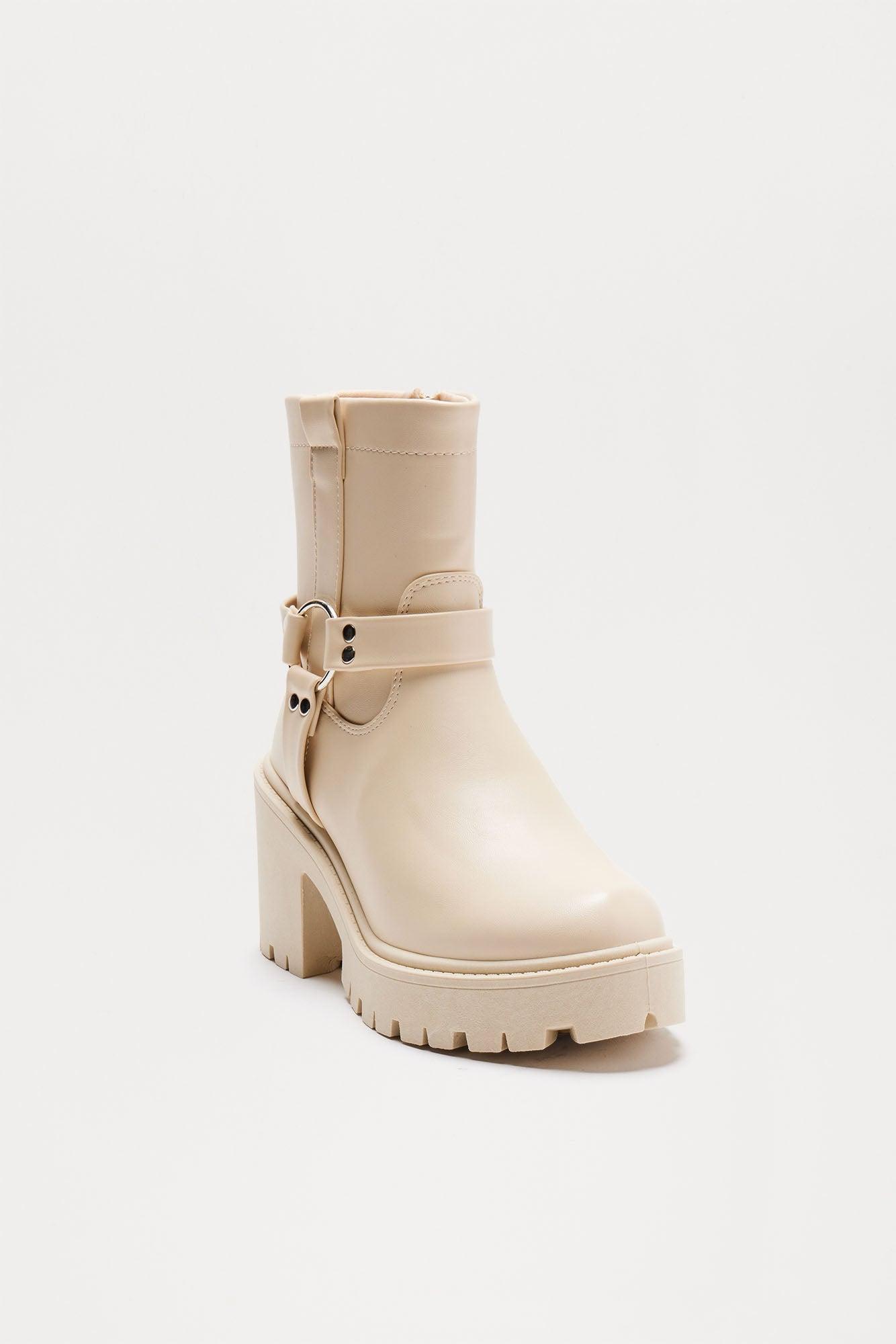 Wiley Heeled Booties - Beige Product Image