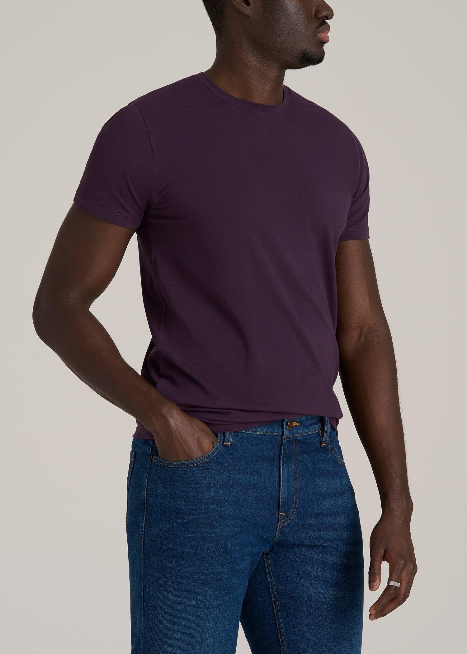 Stretch Cotton MODERN-FIT T-Shirt for Tall Men in Midnight Plum Product Image