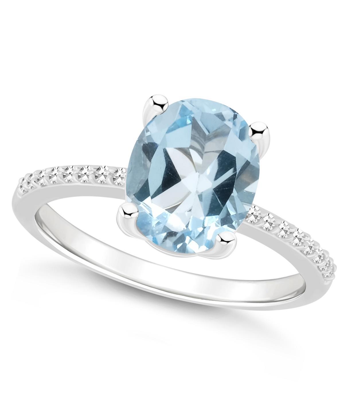 Alyson Layne Sterling Silver 10 mm x 8 mm Oval Gemstone & 1/10 Carat T.W. Diamond Ring, Womens, Blue Product Image