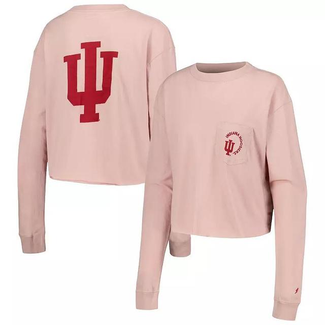 Womens League Collegiate Wear Pink Indiana Hoosiers ClotheslineMidi Long Sleeve Cropped T-Shirt Product Image