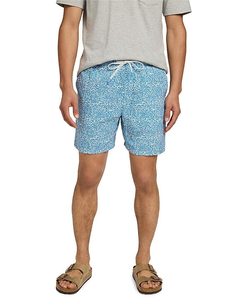 Faherty Shorelite Trunks 7 (Navy Block Palm) Men's Swimwear Product Image