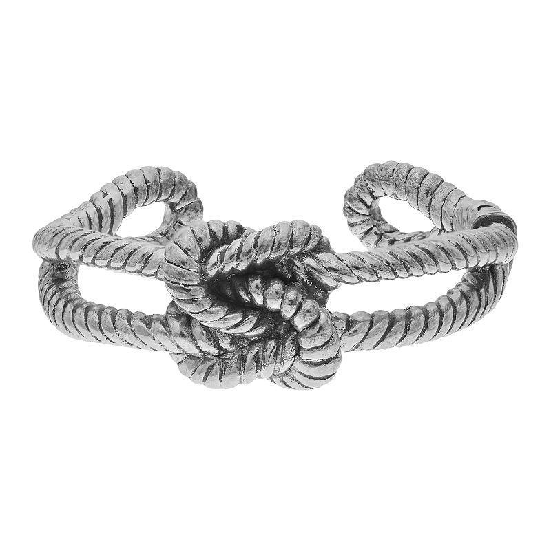 Sterling Silver Love Knot Cuff Bracelet, Womens Product Image