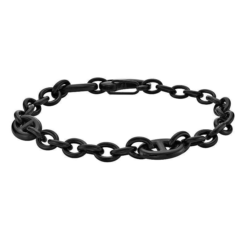 Mens LYNX Stainless Steel Black Ion Plated Link Chain Bracelet Product Image