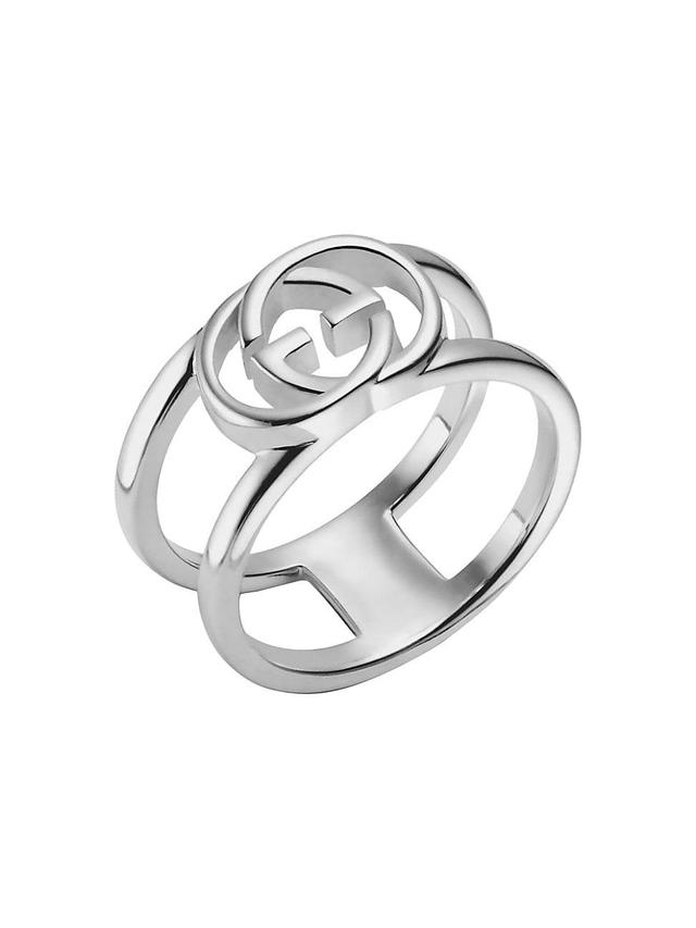 Womens Ring With Interlocking G Motif In Sterling Silver Product Image