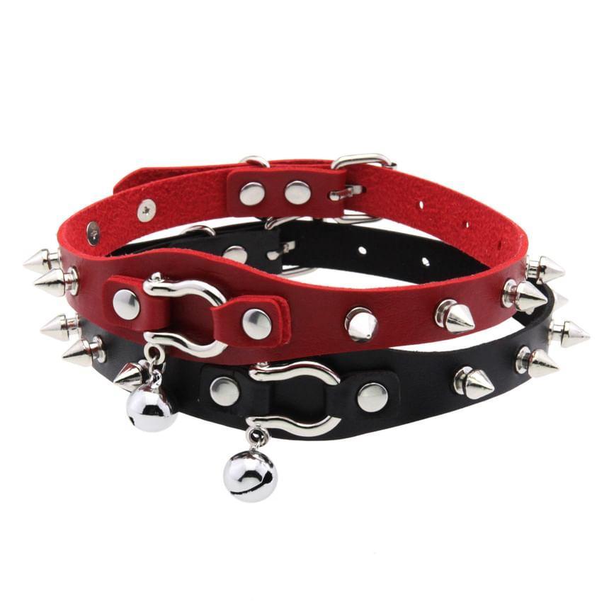 Studded Faux Leather Choker Product Image