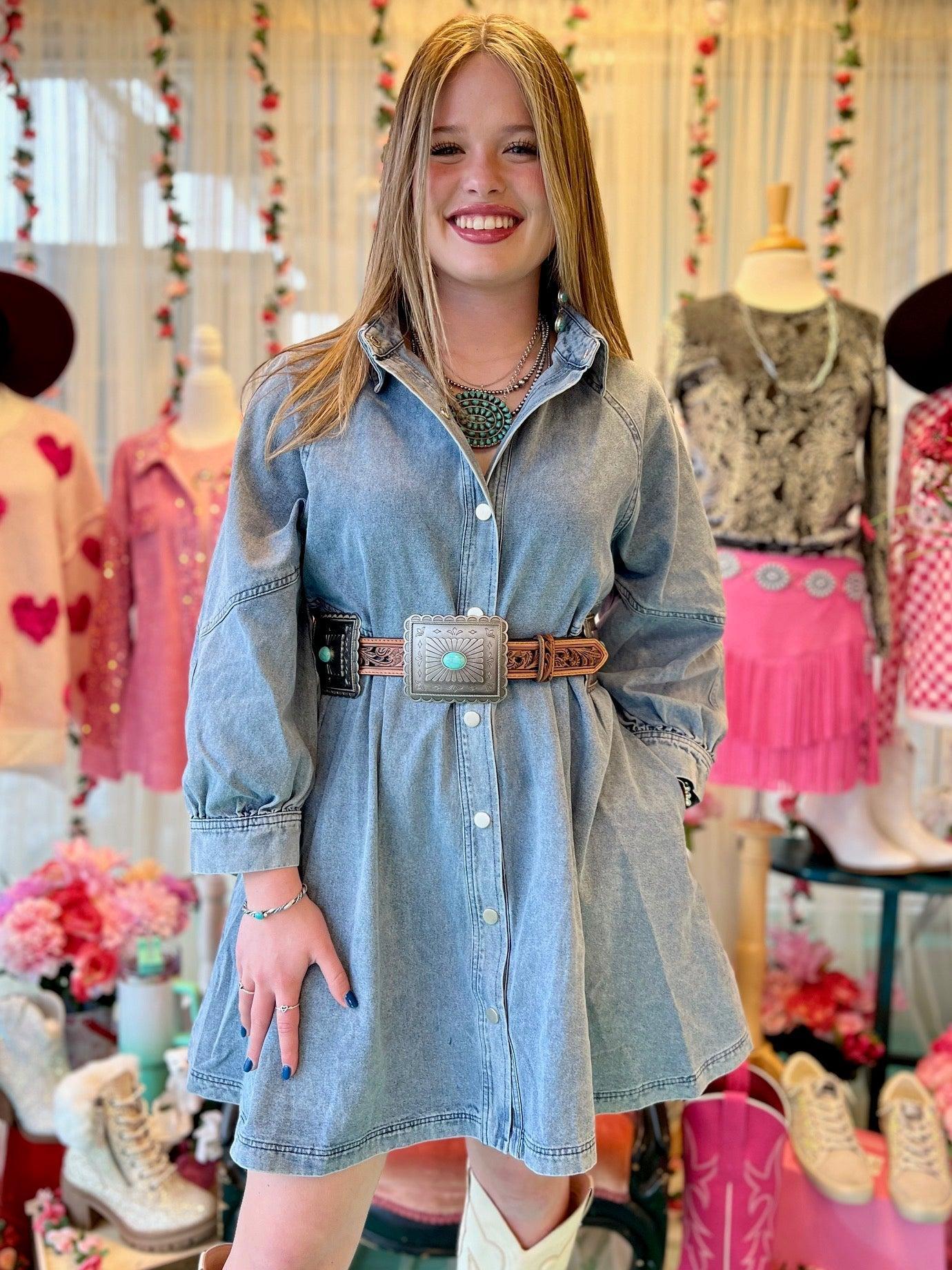 Sweetheart in Denim Dress Product Image