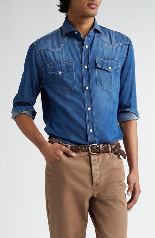 Mens Lightweight Denim Easy Fit Western Shirt Product Image