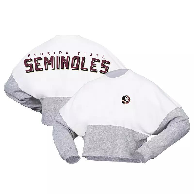 Womens Spirit Jersey Florida State Seminoles Heather Block Cropped Long Sleeve Jersey T-Shirt Product Image