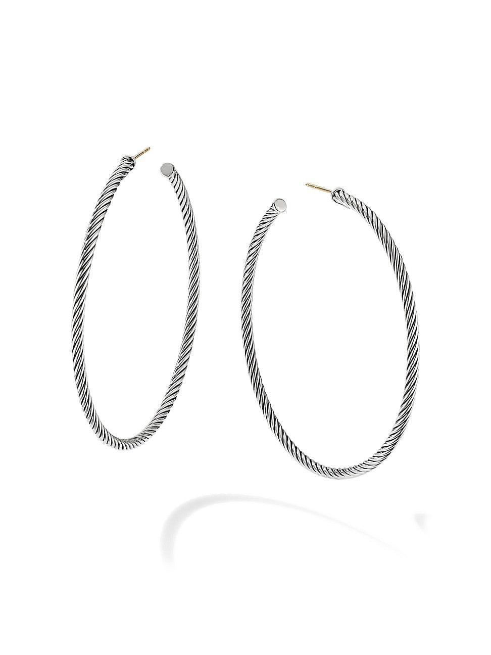 Womens Sculpted Cable Hoop Earrings Product Image