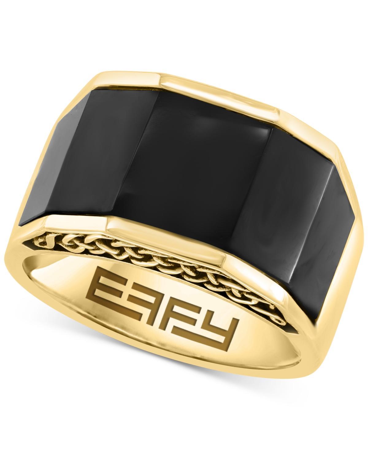 Effy Mens Onyx Geometric Ring in 14k Gold-Plated Sterling Silver Product Image