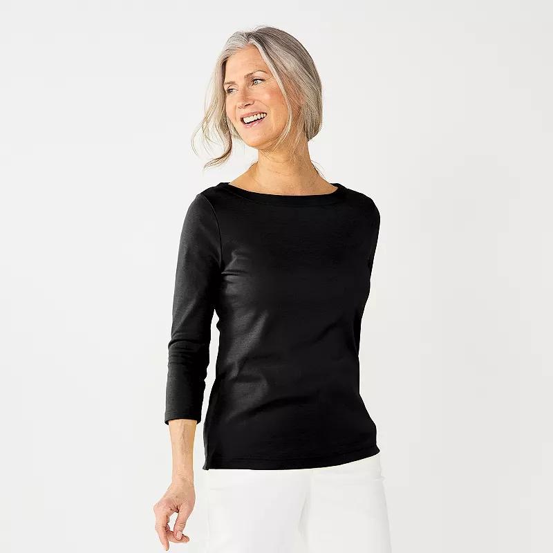 Womens Croft & Barrow Boatneck Top Dark Pink Product Image