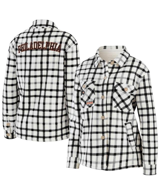 Womens WEAR by Erin Andrews Oatmeal San Jose Sharks Plaid Button-Up Shirt Jacket Product Image