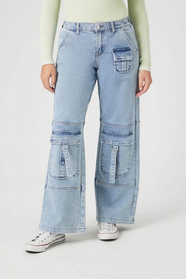 Utility Wide-Leg Cargo Jeans | Forever 21 Product Image