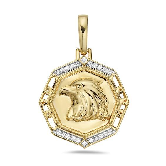 Men's 1/5 CT. T.w. Diamond Hexagon Frame Eagle Profile Necklace Charm in 10K Gold Product Image