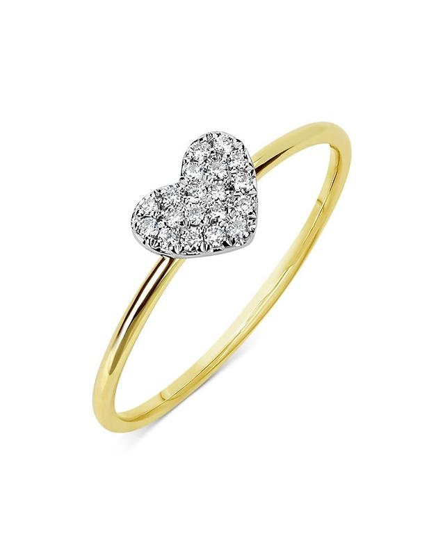 Womens Mini 14K Yellow Gold & 014 TCW Diamonds Heart Ring Product Image