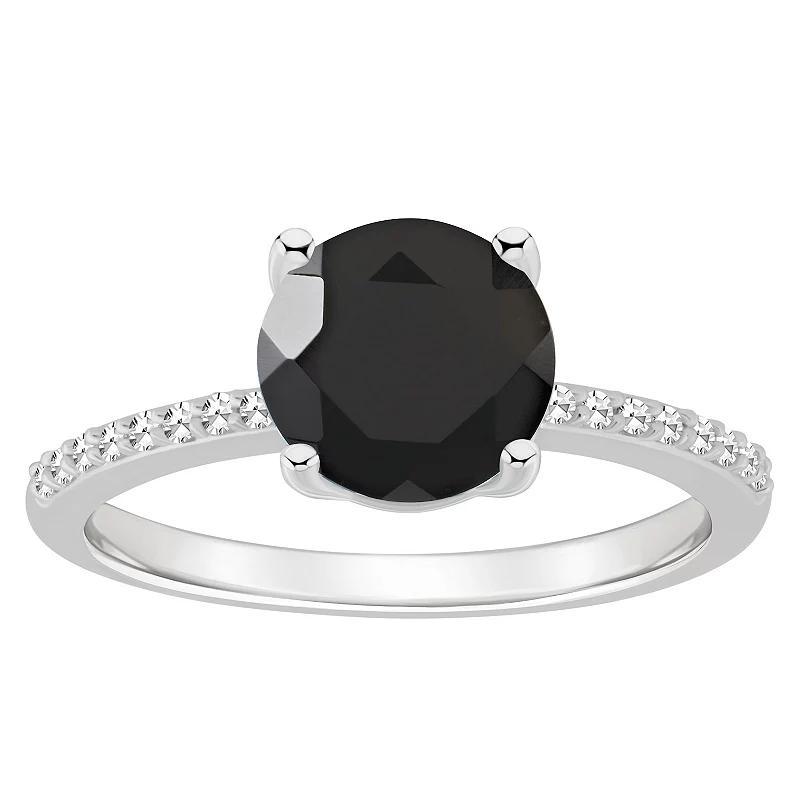 Alyson Layne Sterling Silver Round Black Onyx 1/10 Carat T.W. Diamond Ring, Womens Product Image