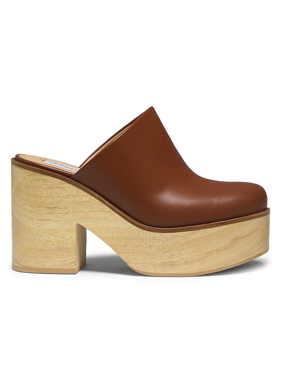 Womens Blake Wooden-Heel Leather Mules Product Image