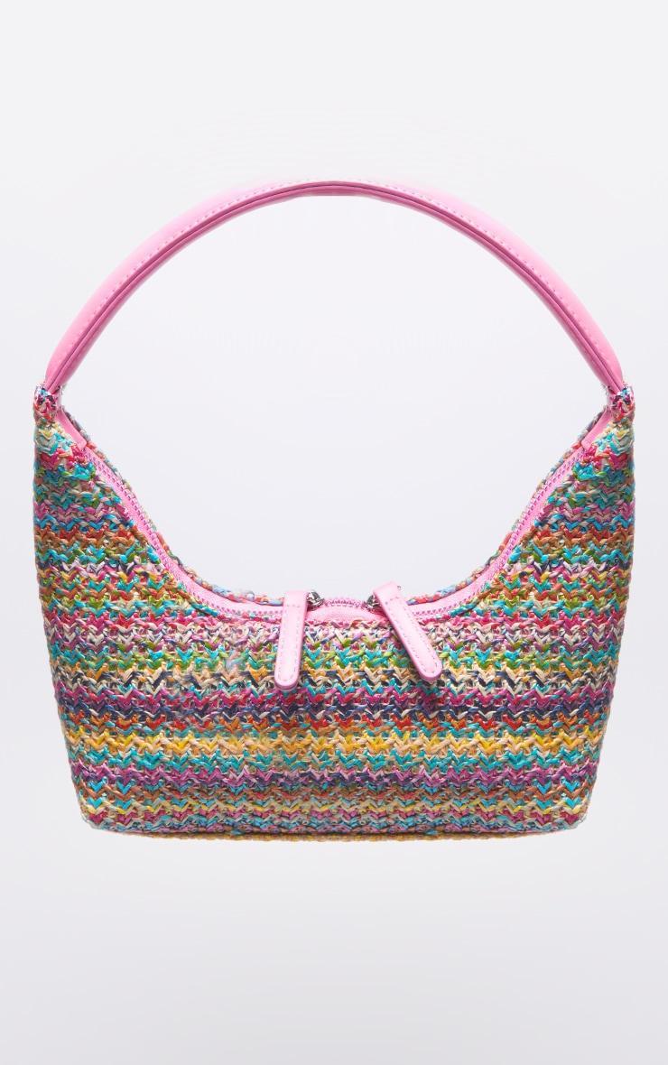 Multi Raffia Curved Handle Shoulder Bag Product Image