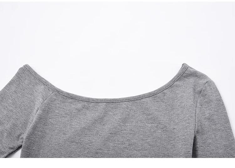 Long-Sleeve Off-Shoulder Slim Fit T-Shirt Product Image