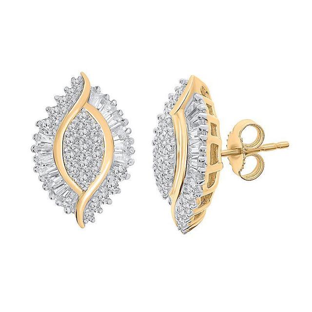 Irena Park 10k Gold 1 Carat T.W. Diamond Marquise Stud Earrings, Womens Product Image