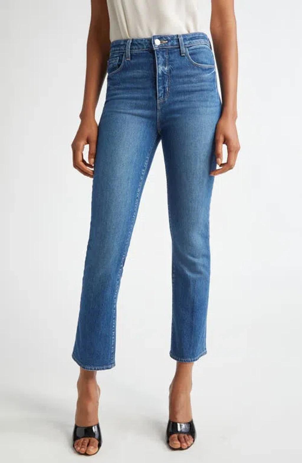 L AGENCE Kendra Cropped Distressed High-rise Flared Jeans In Cambridge Product Image