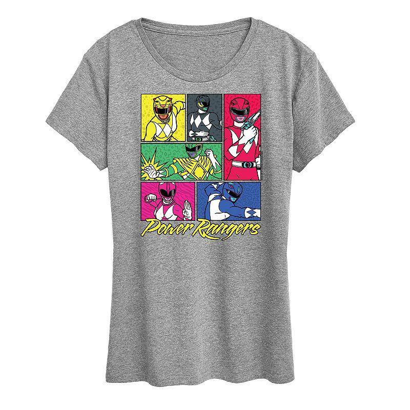 Womens Power Rangers Grid Graphic Tee Grey Gray Product Image