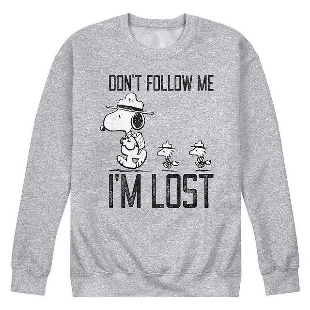 Mens Peanuts Snoopy Woodstock Dont Follow Me Im Lost Graphic Sweatshirt Product Image