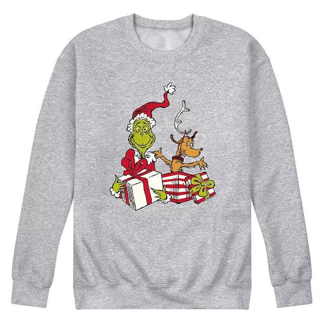 Mens Dr. Suess The Grinch & Max Sweatshirt Athletic Grey Product Image