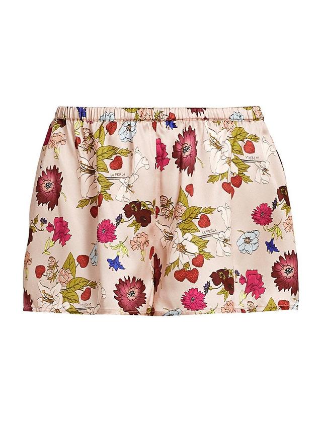 Womens Floral Silk Pajama Shorts Product Image