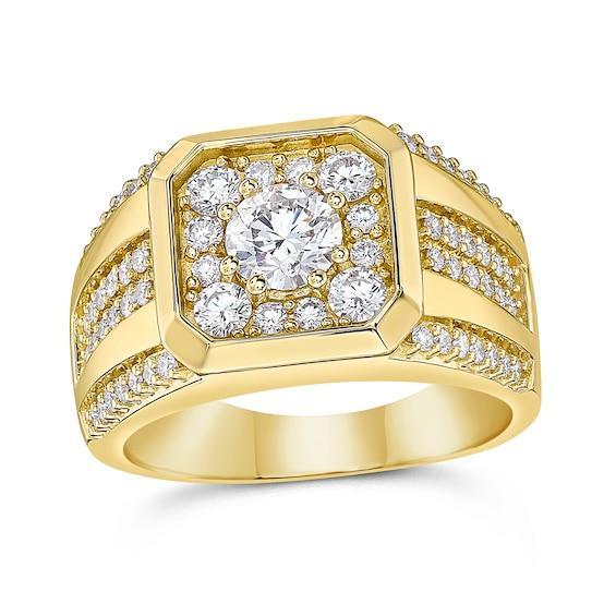 Men's 1-3/4 CT. T.w. Certified Lab-Created Diamond Cushion Frame Multi-Row Ring in 14K Gold (F/Si2) Product Image