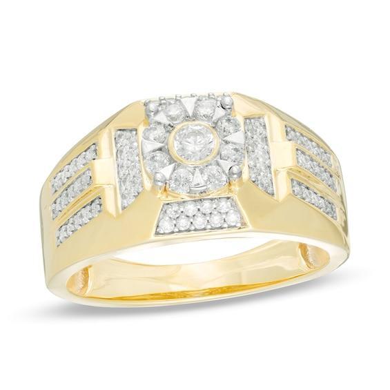 Men's 3/4 CT. T.w. Diamond Cross Ring in 10K Gold Product Image