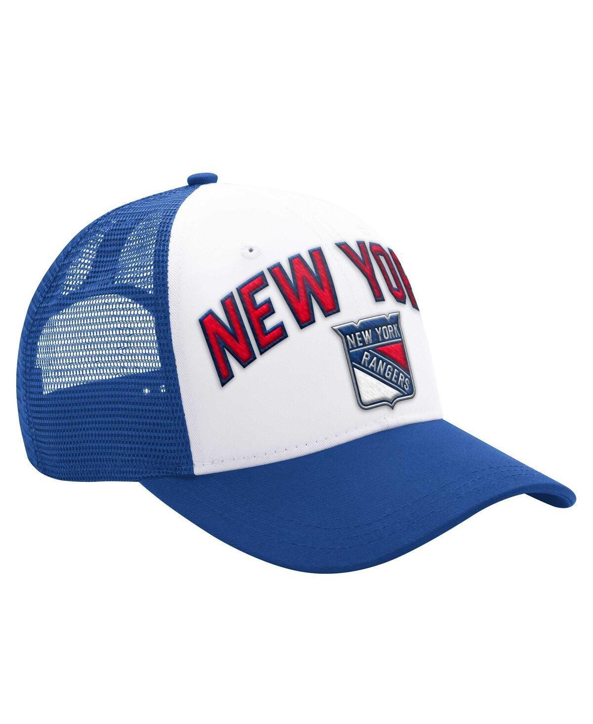 Mens Starter White New York Rangers Arch Logo Trucker Adjustable Hat - White Product Image